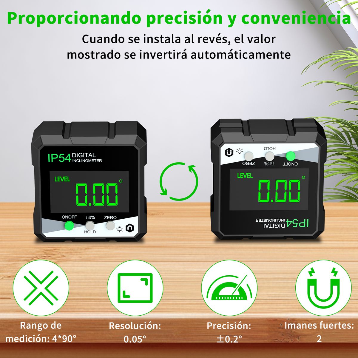 AIZO - Nivel Digital 2 en 1Medidor de Inclinación y Ángulos con Pantalla LCD