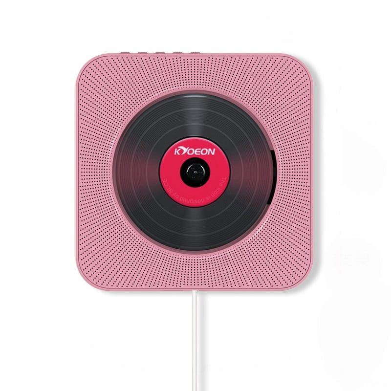 DANWEILE - Reproductor de CD de montaje en pared Radio FM Bluetooth USB - Rosa