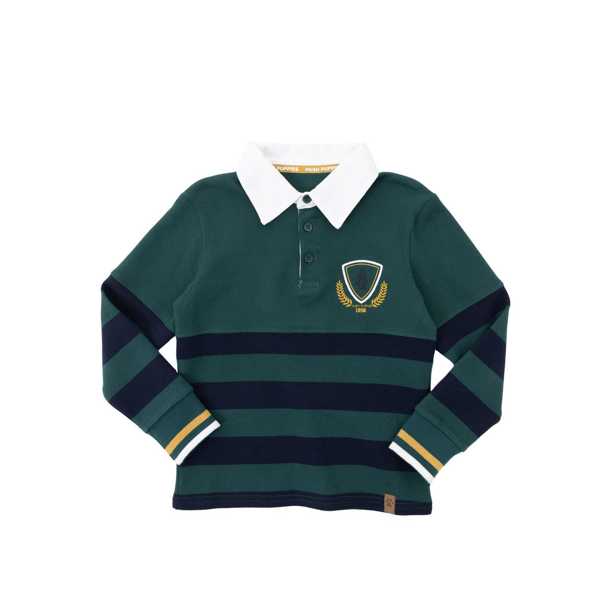 HUSH PUPPIES - Polera Manga Larga Chester Niño Verde HUSH PUPPIES