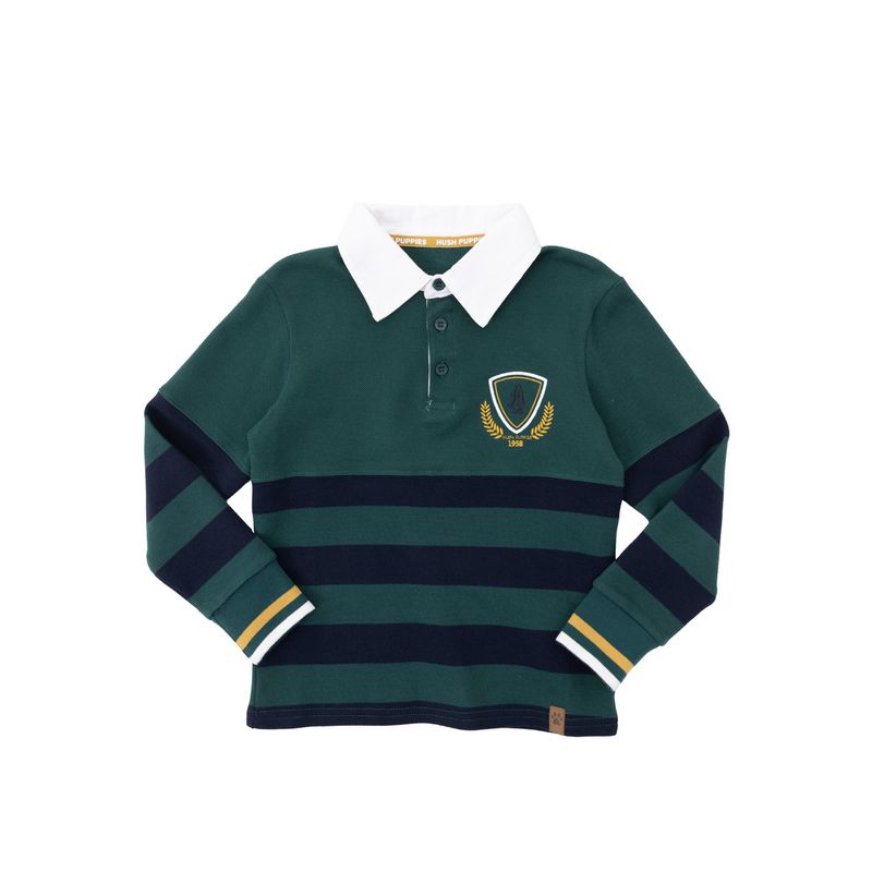 HUSH PUPPIES - Polera Manga Larga Chester Niño Verde HUSH PUPPIES