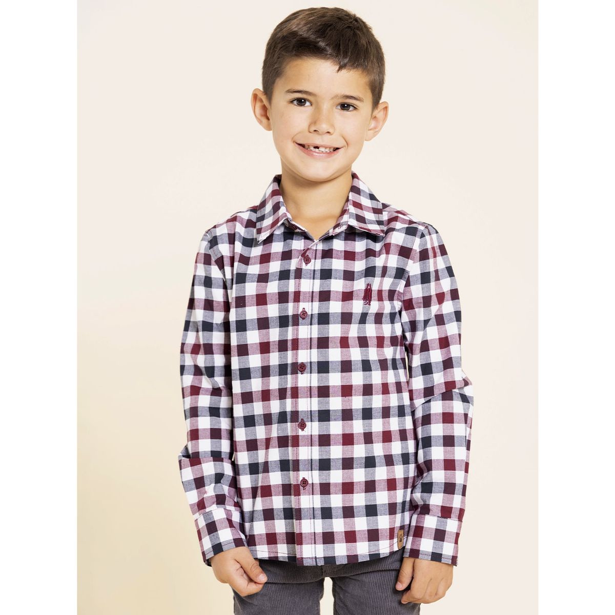 HUSH PUPPIES - Camisa Manga Larga Collie Niño Rojo HUSH PUPPIES