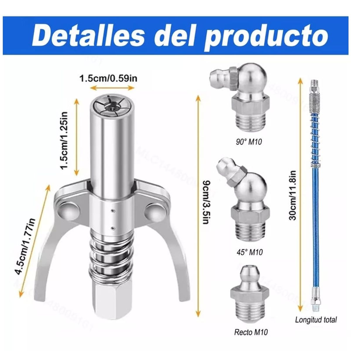 GENERICO - Boquilla Engrasadora Manual Herramientas Con Mangueras