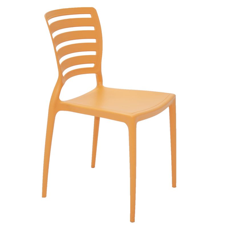 TRAMONTINA - Silla Tramontina Sofia en Polipropileno y Fibra de Vidrio Naranja con Respaldo Horizontal