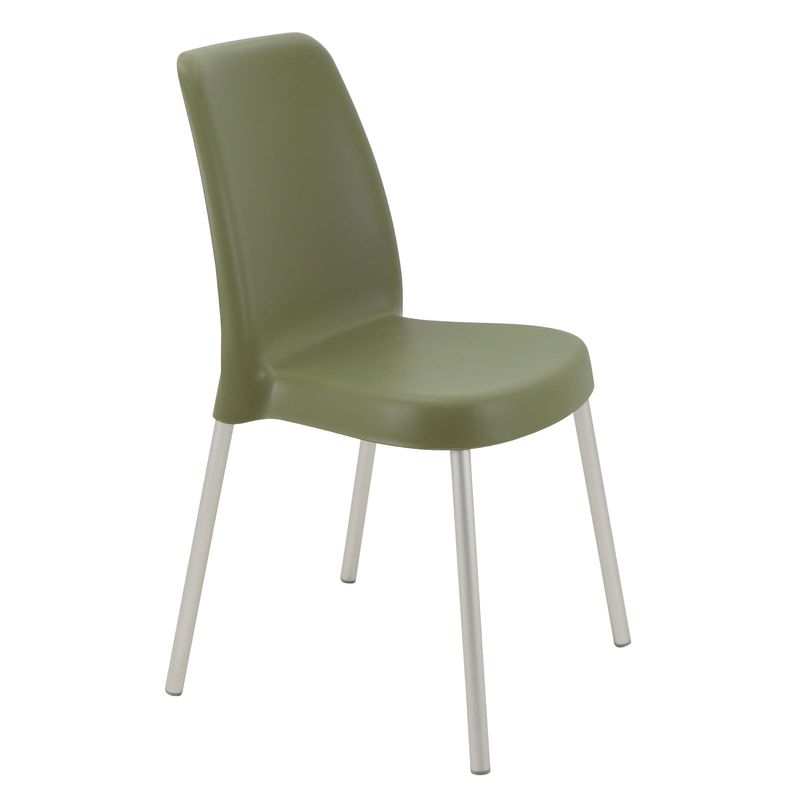TRAMONTINA - Silla Tramontina Vanda en Polipropileno Verde con Patas de Aluminio