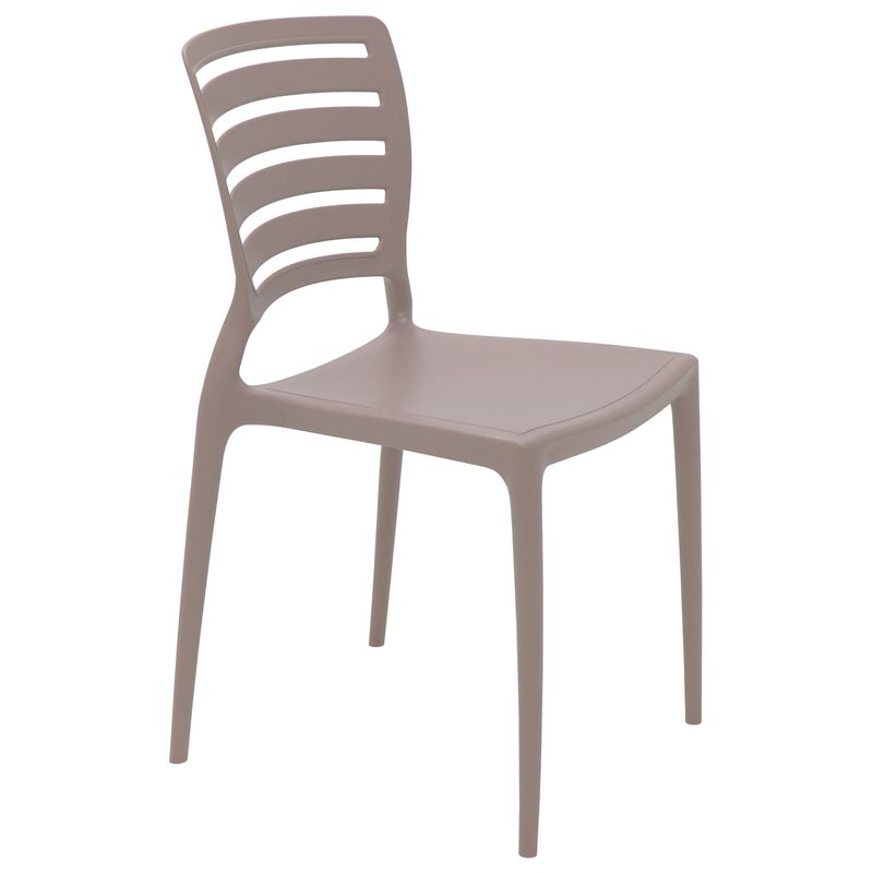 TRAMONTINA - Silla Tramontina Sofia en Polipropileno y Fibra de Vidrio Taupe con Respaldo Horizontal