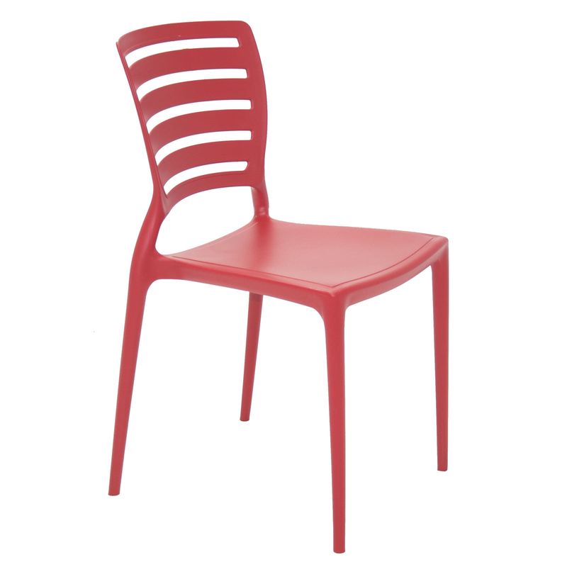 TRAMONTINA - Silla Tramontina Sofia en Polipropileno y Fibra de Vidrio Rojo con Respaldo Horizontal