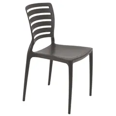 TRAMONTINA - Silla Sofia en Polipropileno y Fibra de Vidrio Marrón con Respaldo Horizontal