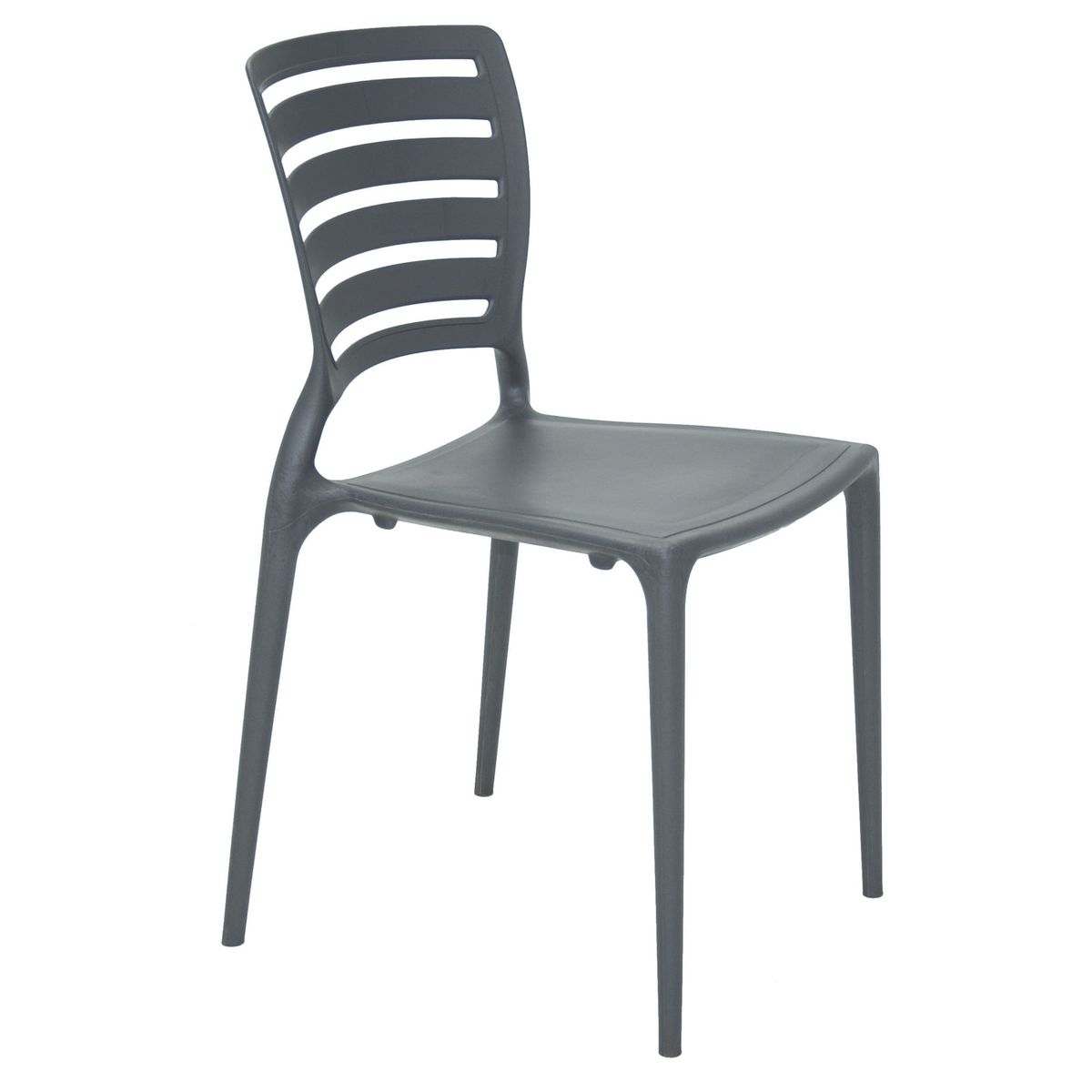 TRAMONTINA - Silla Tramontina Sofia en Polipropileno y Fibra de Vidrio Grafito con Respaldo Horizontal