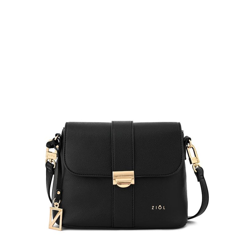 ZIOL - Cartera bandolera con tapa mediana creta negro