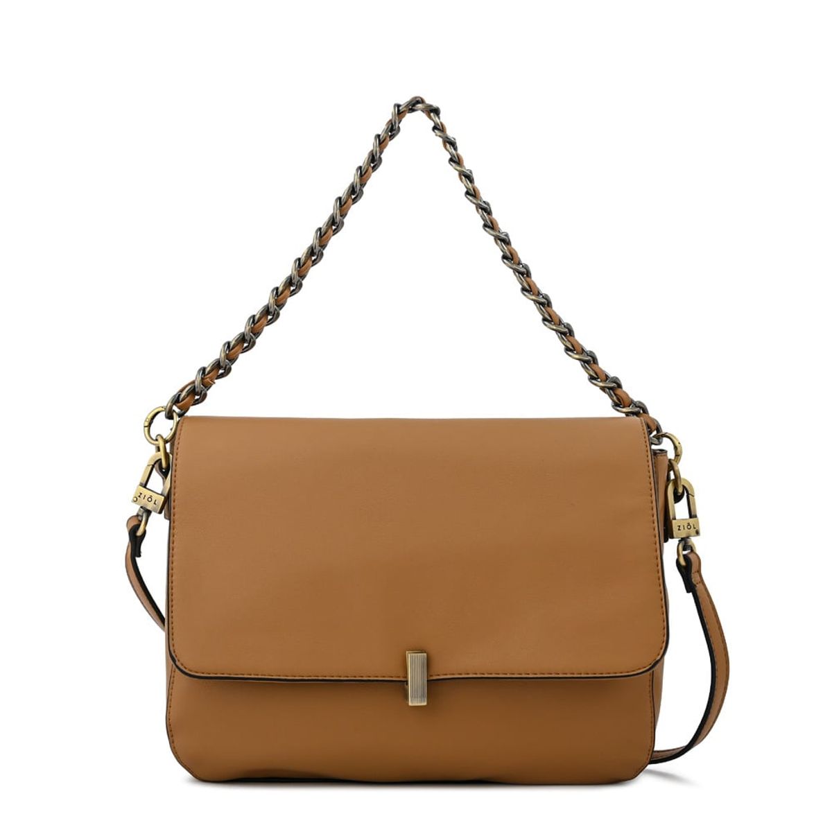 ZIOL - Cartera bandolera con tapa doris mediana beige