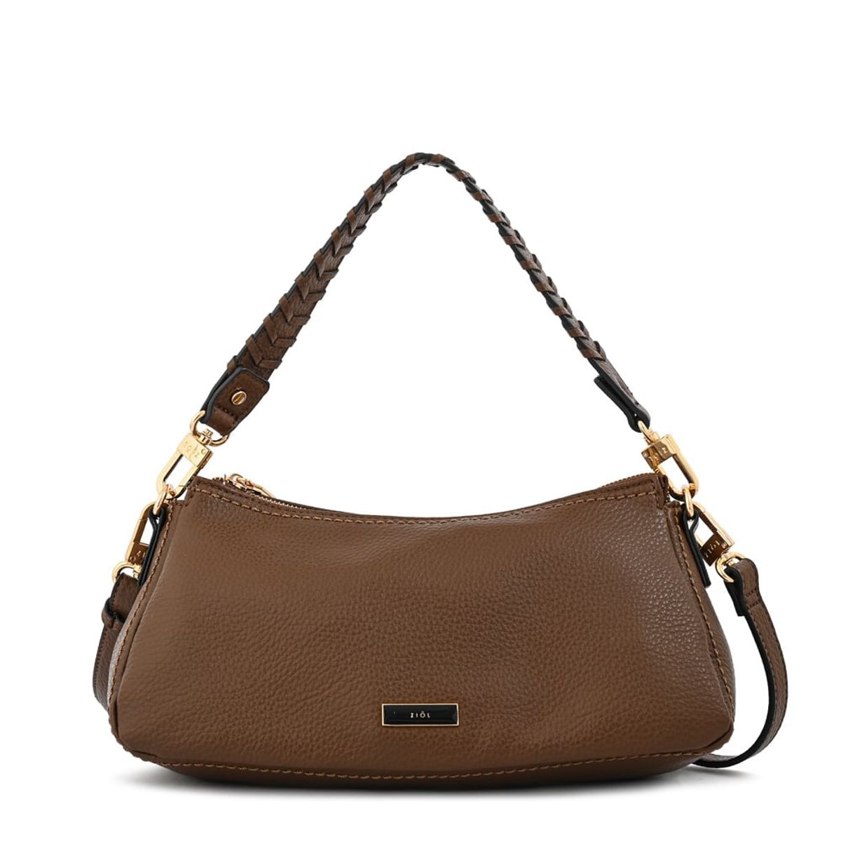 ZIOL - Cartera bandolera mediana rosita café oscuro