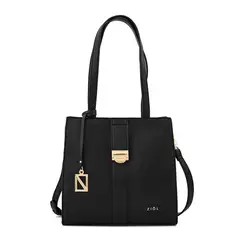 ZIOL - Cartera dos asas mediana creta negro