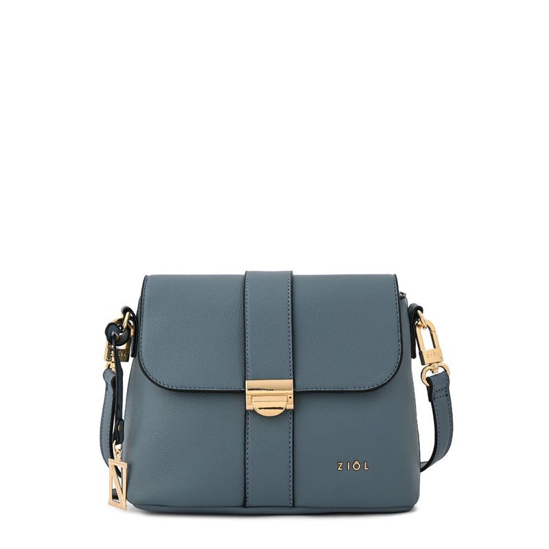 ZIOL - Cartera bandolera con tapa mediana creta denim