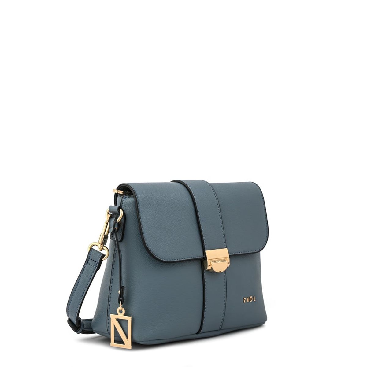 ZIOL - Cartera bandolera con tapa creta mediana denim