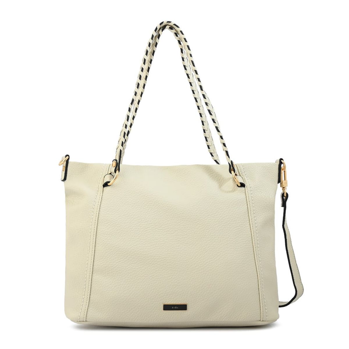 ZIOL - Cartera tote rosita grande blanco crudo