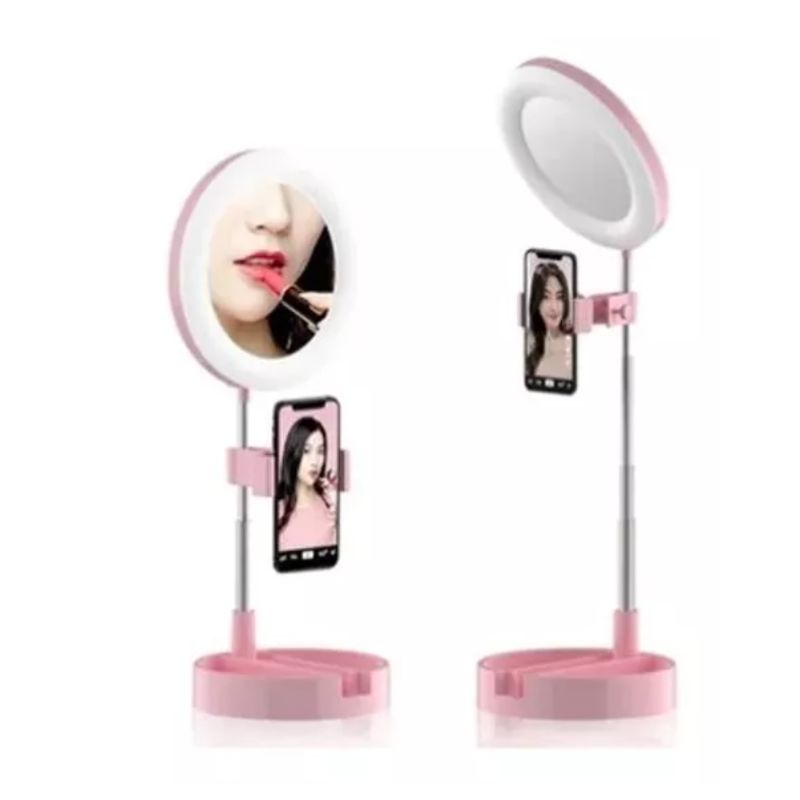 GENERICO - Espejo Aro De Luz Led Soporte Celular