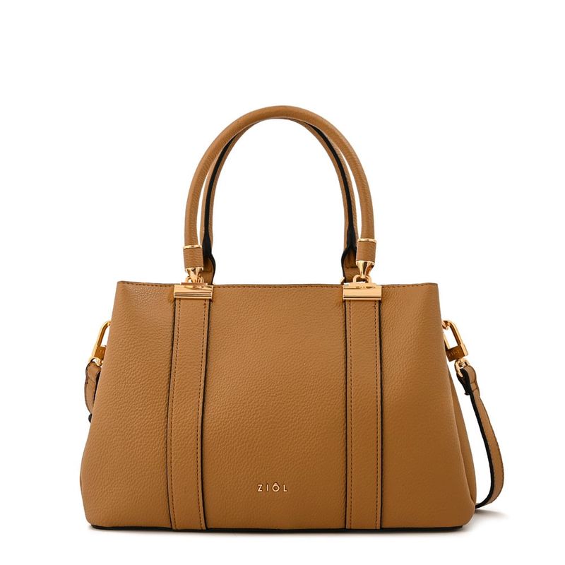 ZIOL - Cartera dos asas tres divisiones manecita beige oscuro