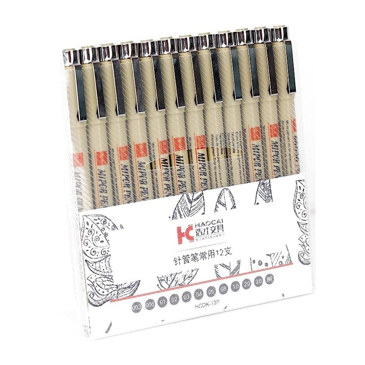 GENERICO - Set 12 Lápices Tiralíneas Negros Fineliner Dibujo Manga