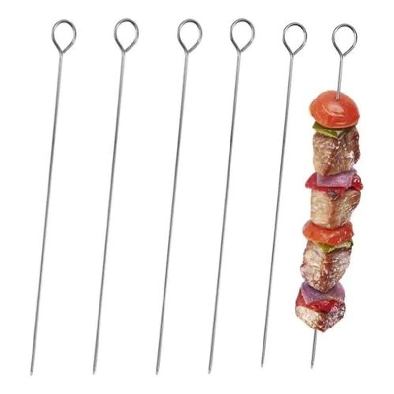 GENERICO - Set 6 Pinchos Brochetas Anticucho Acero Inoxidable 50x4cm