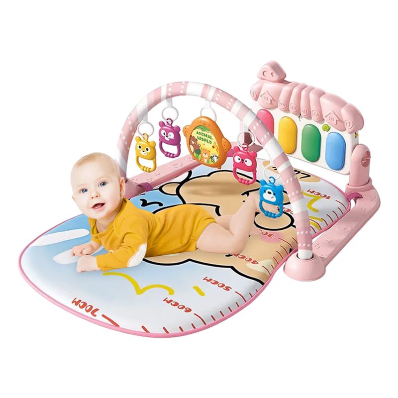ALPHA - Gimnasio Alfombra Bebe Piano 3 en 1 Little Bear Rosado