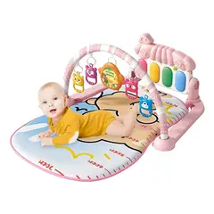 ALPHA - Gimnasio Alfombra Bebe Piano 3 en 1 Little Bear Rosado