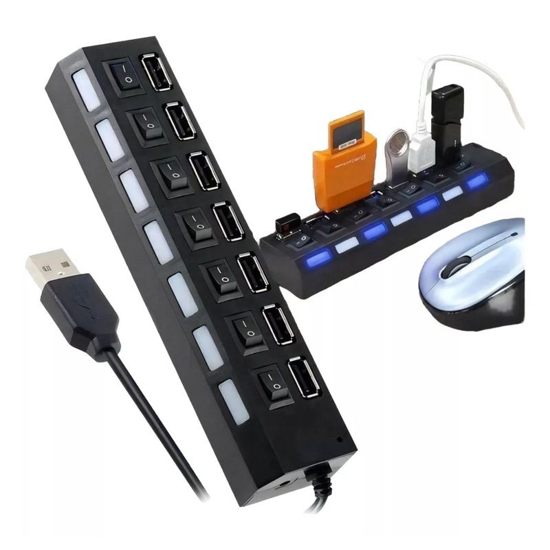 GENERICO - Hub USB 7 puertos con Switch Treqa USB 3.0