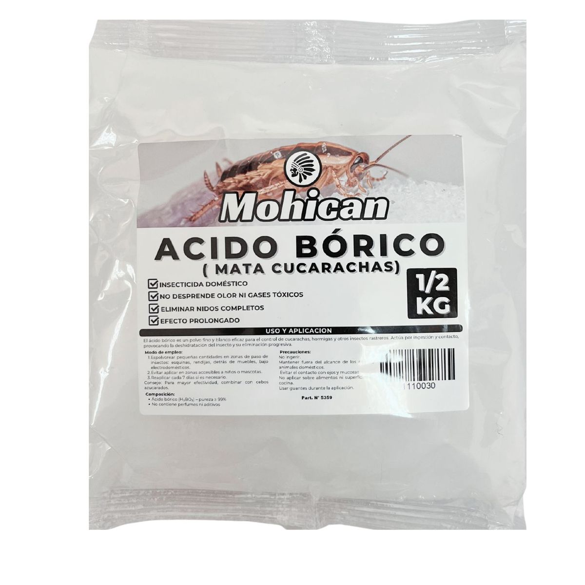 MOHICAN - Ácido bórico (mata cucarachas) Mohican bolsa 1/2 kg