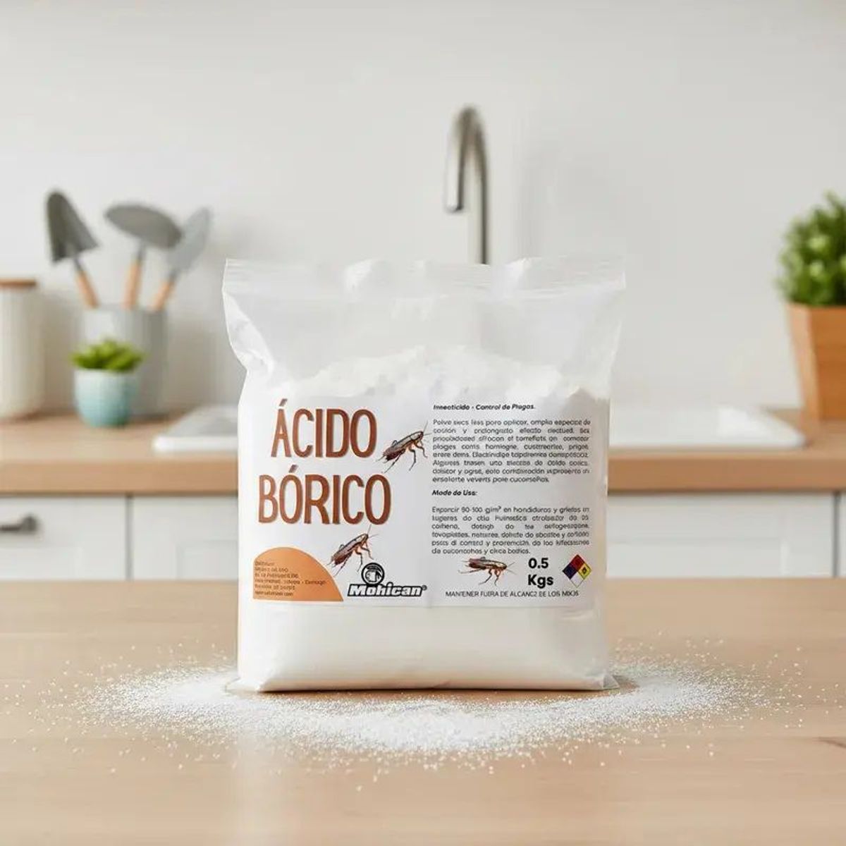 MOHICAN - Ácido bórico (mata cucarachas) Mohican bolsa 1/2 kg