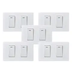 WANT - Pack 5 Interruptores Doble Metálico 924 16A - Blanco