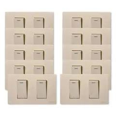 WANT - Pack 10 Interruptores Doble Metálico 924 16A - Dorado