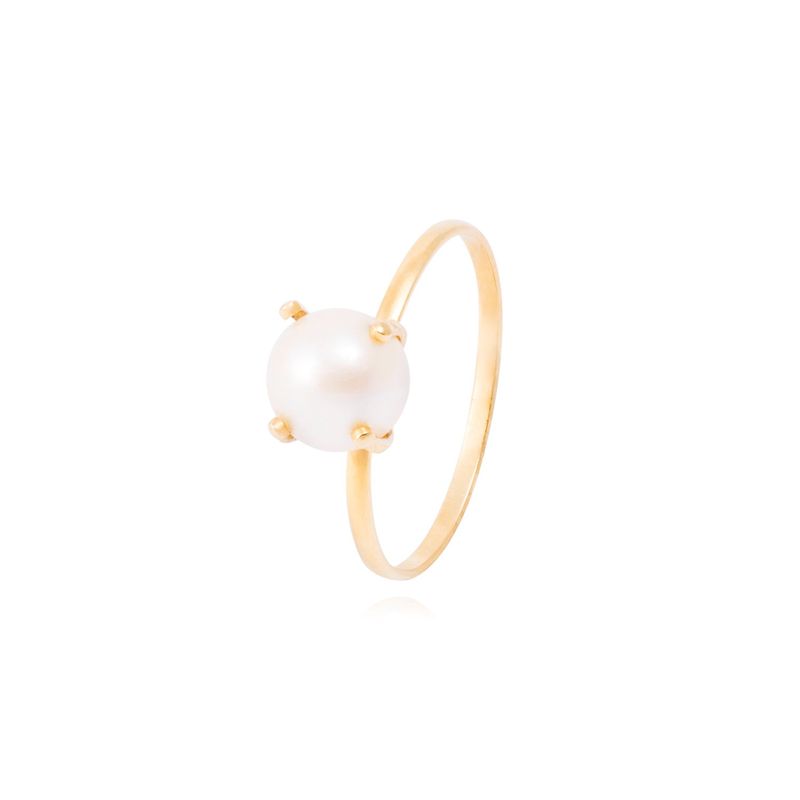 JB JOYAS BARON - Anillo de Oro Amarillo 18kt Perla Cultivada 6,5mm