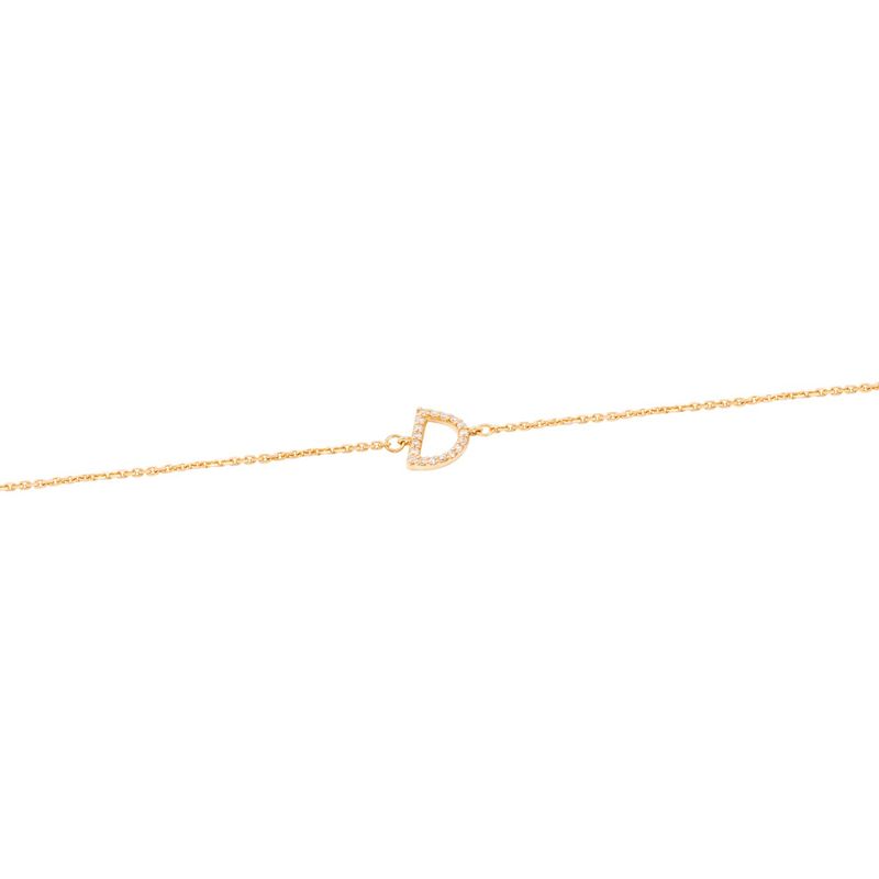 JB JOYAS BARON - Pulsera de Oro Amarillo 18kt Letras D con Diamantes 7Pts