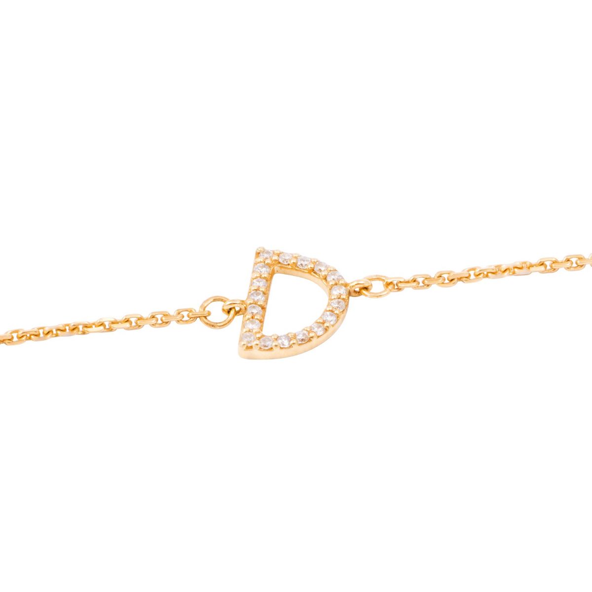 JB JOYAS BARON - Pulsera de Oro Amarillo 18kt Letras D con Diamantes 7Pts