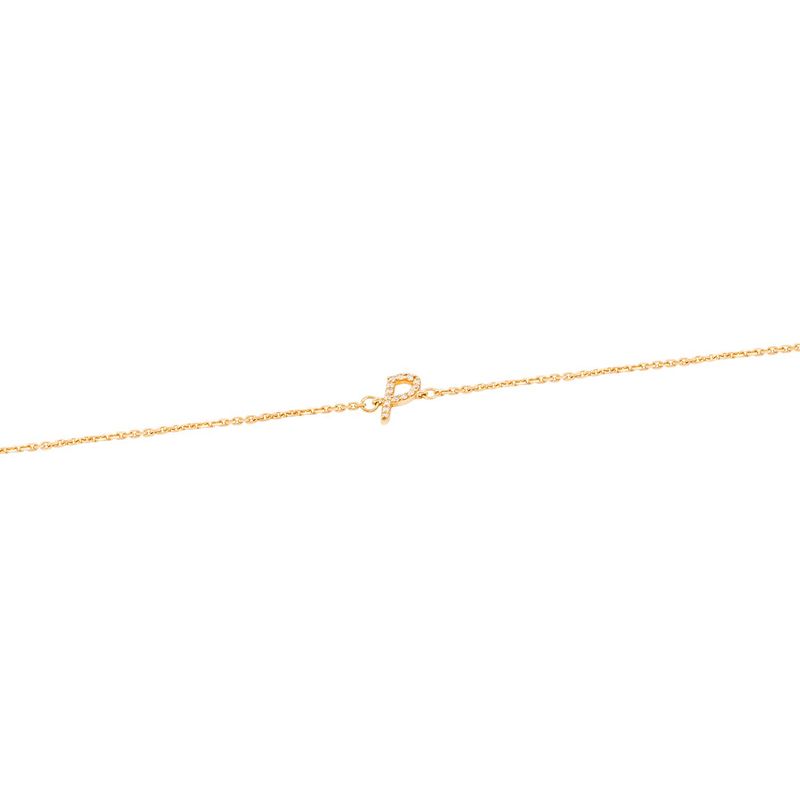 JB JOYAS BARON - Pulsera de Oro Amarillo 18kt Letras P con Diamantes 5Pts