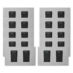 WANT - Pack 10 Interruptores Doble Metálico 924 16A - Gris Negro