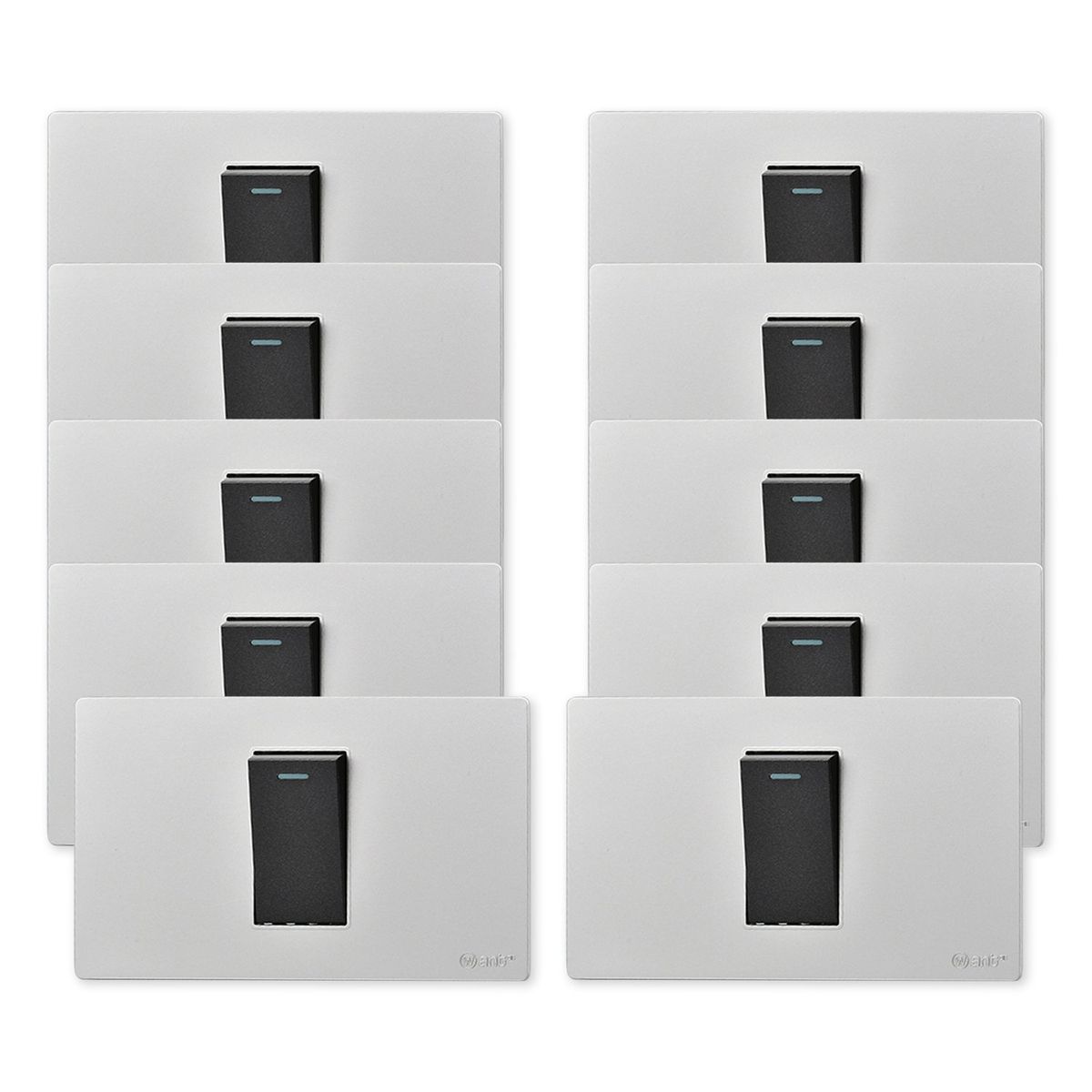 WANT - Pack 10 Interruptores Simple Metálico 924 16A - Gris Negro
