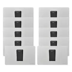 WANT - Pack 10 Interruptores Simple Metálico 924 16A - Gris Negro