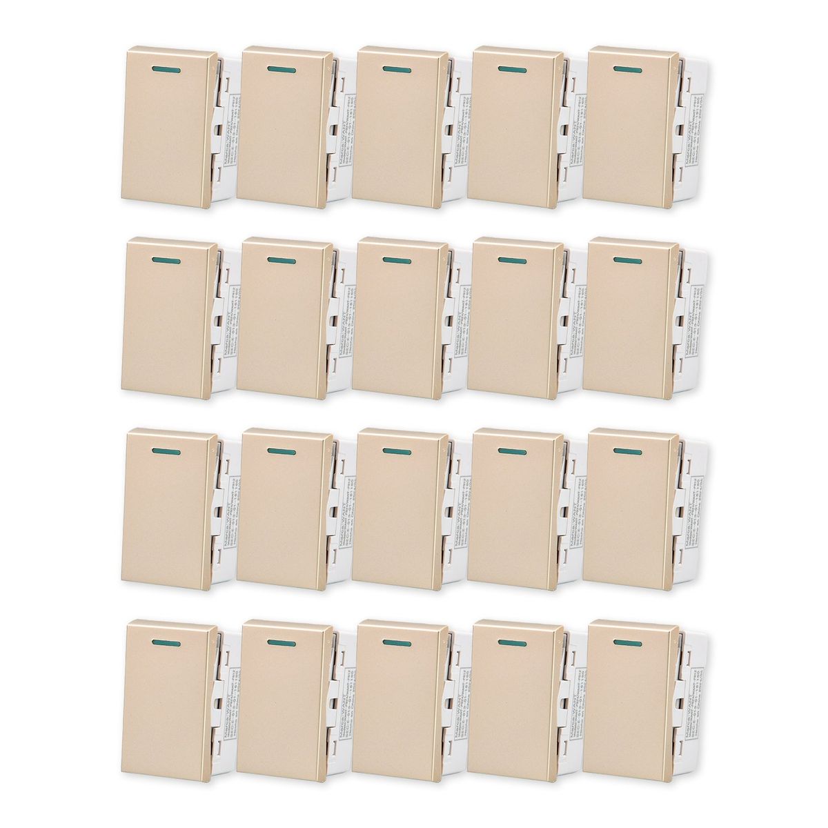 WANT - Pack 20 Módulo Interruptor Metálico 912 250V - Dorado