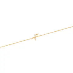 JB JOYAS BARON - Pulsera de Oro Amarillo 18kt Letras F con Diamantes 5Pts