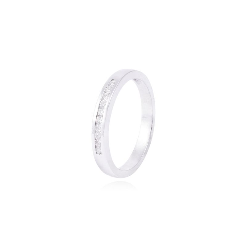 JB JOYAS BARON - Anillo de Oro Blanco 18kt Riel Elegante con Diamantes 15Pts