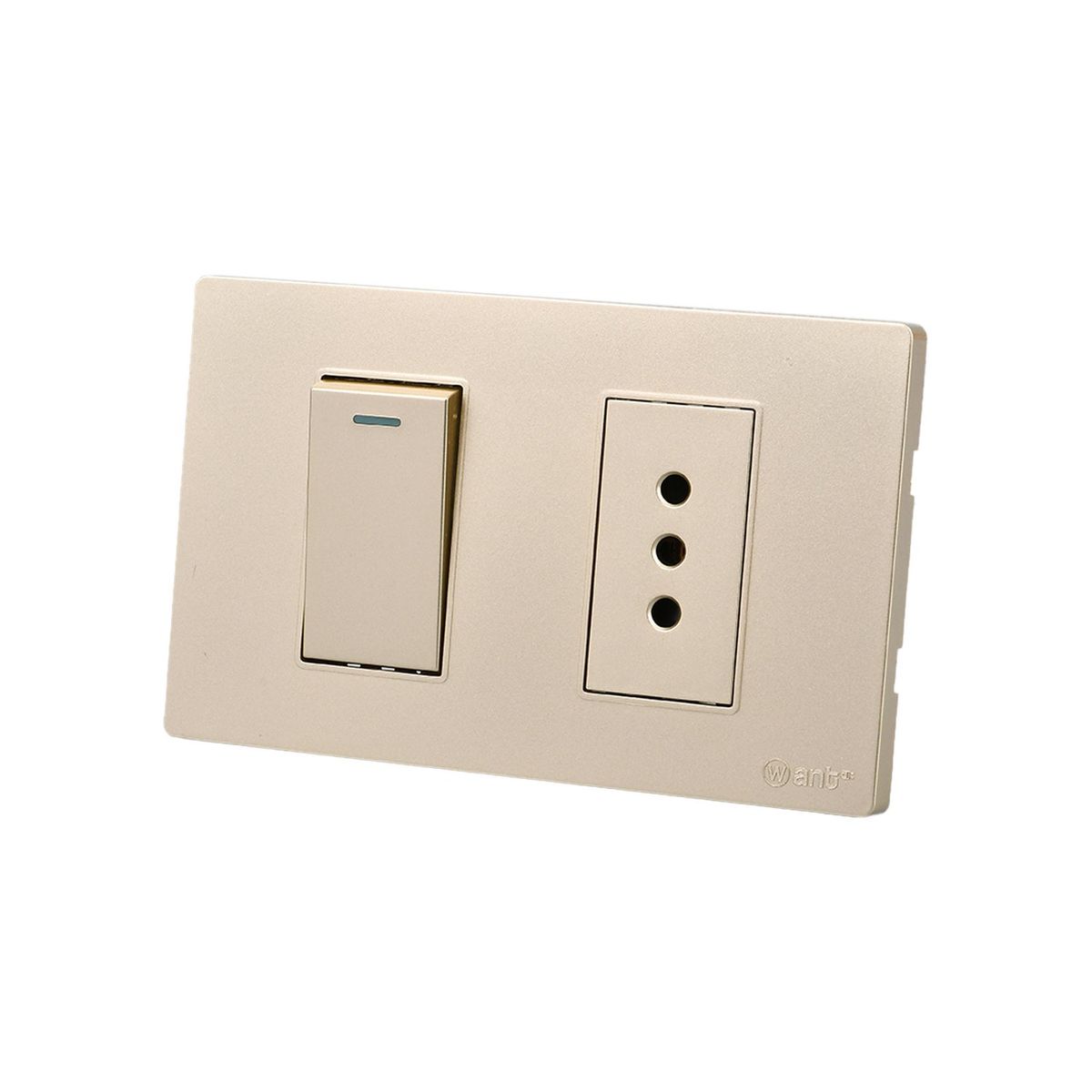 WANT - Pack 5 Interruptor 1 912 16A y Tomacorriente 1 10A - Dorado