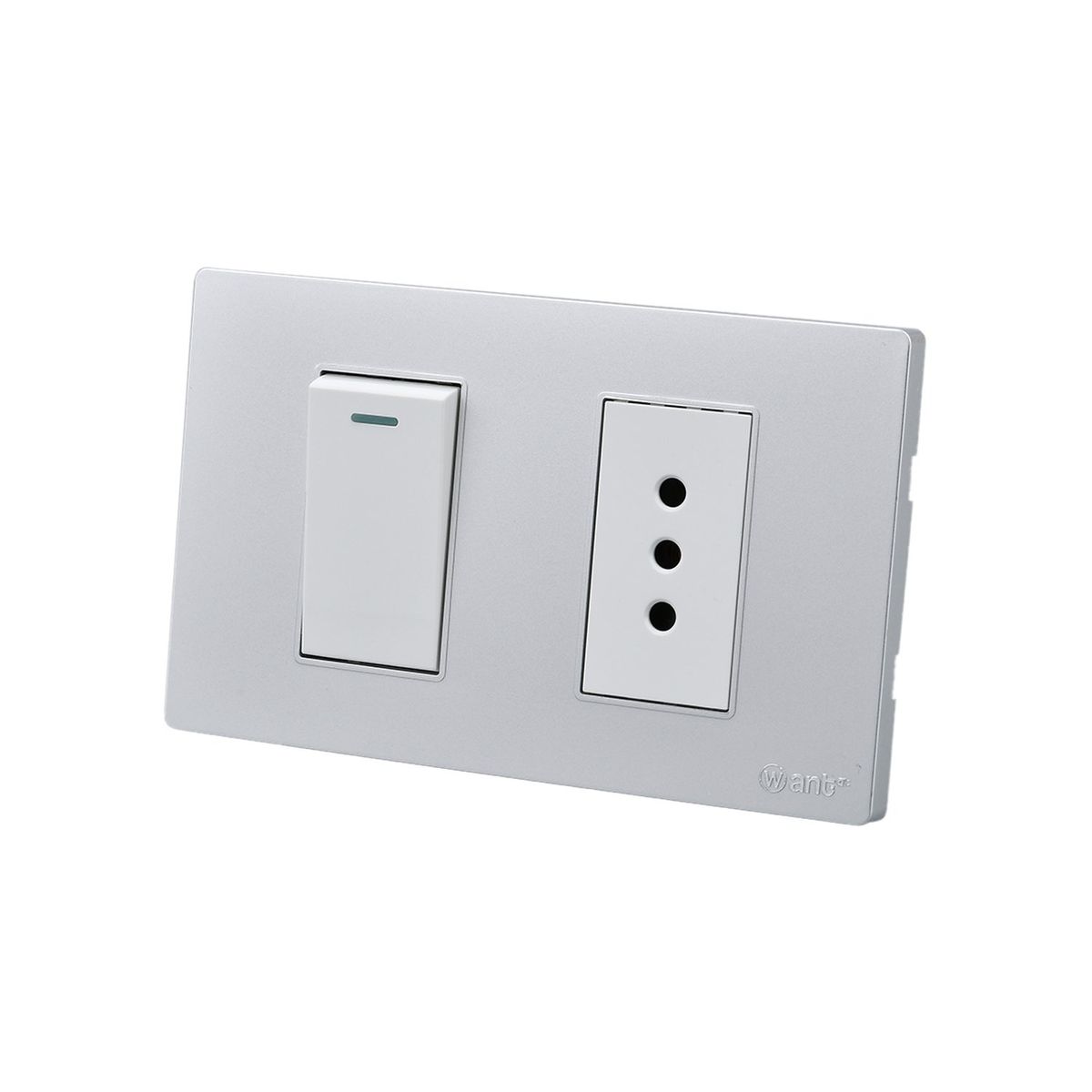 WANT - Pack 5 Interruptor 1 912 16A y Tomacorriente 1 10A - Gris Blanco