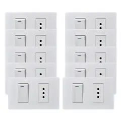 WANT - Pack 10 Interruptor 1 912 16A y Tomacorriente 1 10A - Blanco