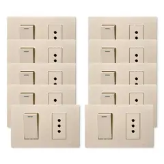 WANT - Pack 10 Interruptor 1 912 16A y Tomacorriente 1 10A - Dorado