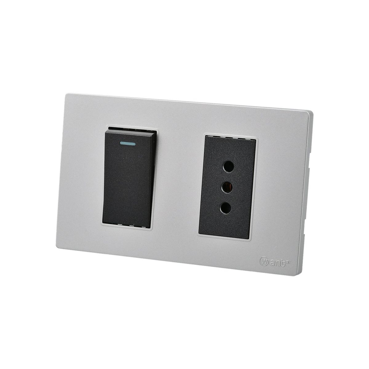 WANT - Pack 10 Interruptor 1 912 16A y Tomacorriente 1 10A - Gris Negro