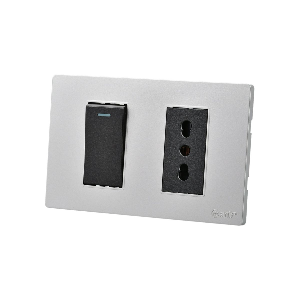 WANT - Pack 5 Interruptor 1 912 16A y Tomacorriente 1 16A - Gris Negro