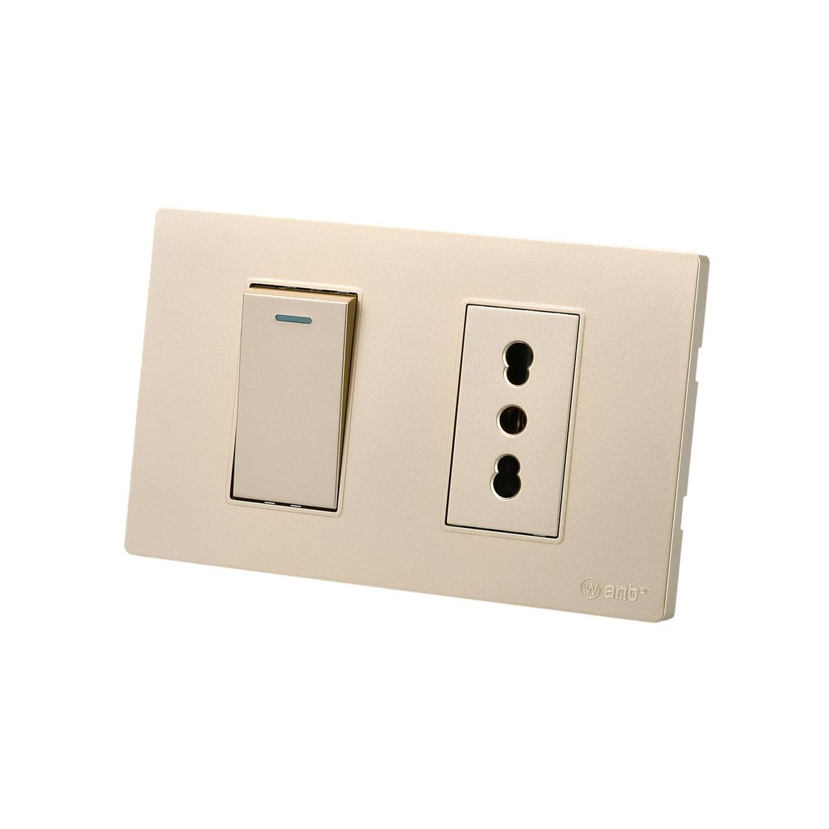 WANT - Pack 10 Interruptor 1 912 16A y Tomacorriente 1 16A - Dorado