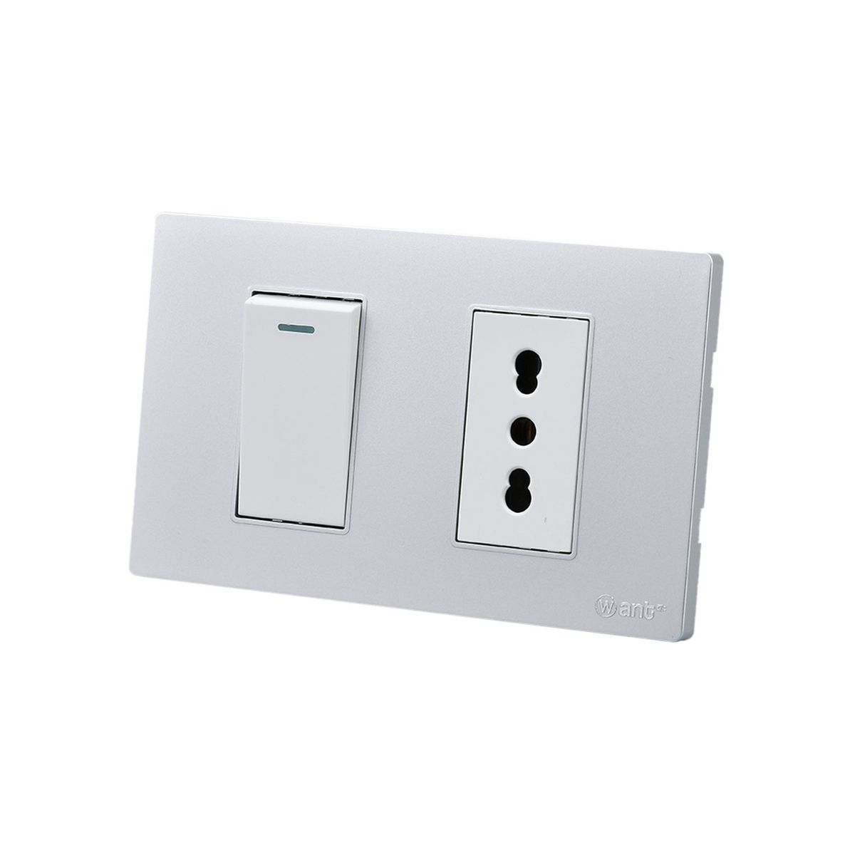 WANT - Pack 10 Interruptor 1 912 16A y Tomacorriente 1 16A - Gris Blanco