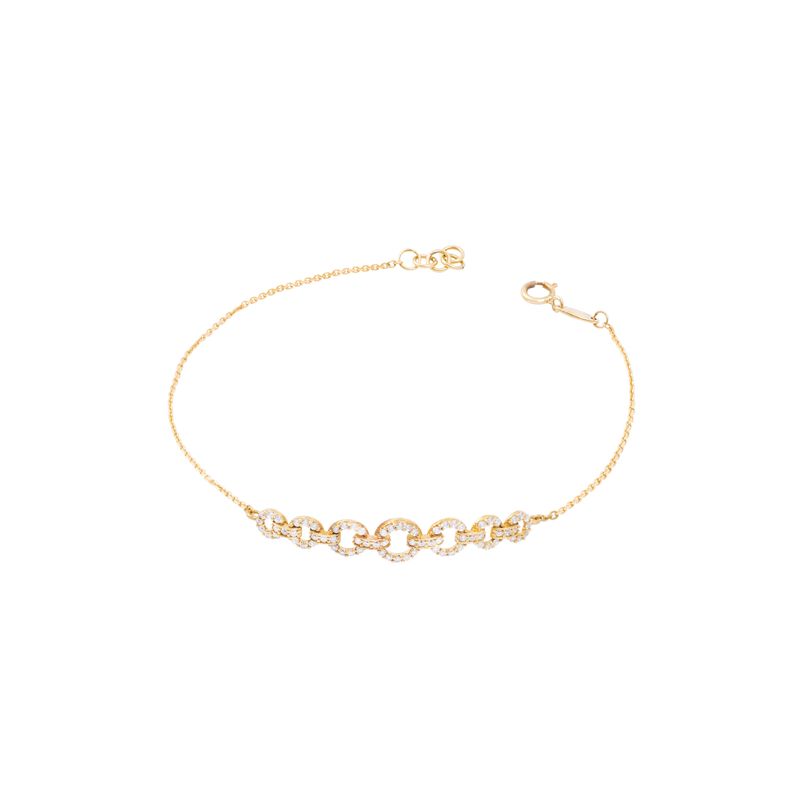 JB JOYAS BARON - Pulsera de Oro Amarillo 18kt Elegancia circular Circonita