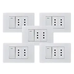 WANT - Pack 5 Interruptor 1 912 16A y Tomacorriente 2 10A - Blanco